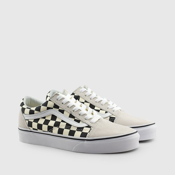 white checkered old skool vans